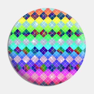 Abstract Rainbow Argyle Pattern Pin