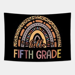 Hello Fifth Grade Leopard Rainbow Back To School Tapestry