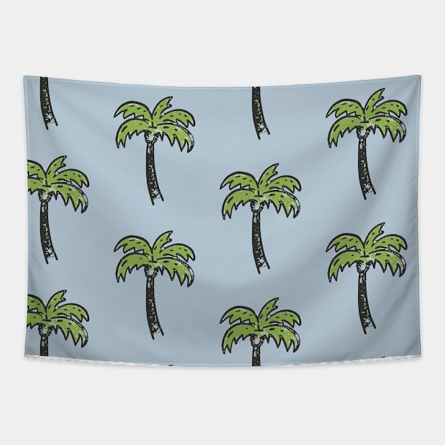 Textured Palm Tree On Light Blue Tapestry by SharksOnShore