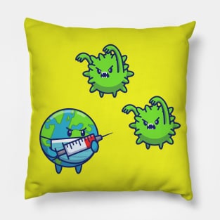 World Inject Corona Virus Cartoon Pillow