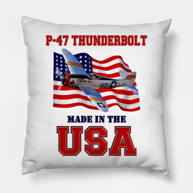 P-47 Thunderbolt Made in the USA Pillow by MilMerchant