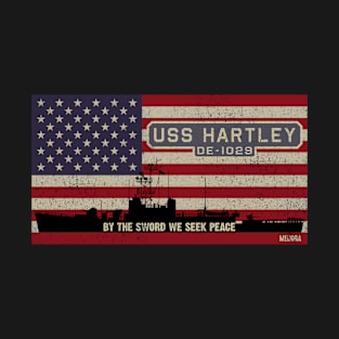 Hartley DE-1029 Destroyer Escort Ship Diagram USA American Flag Gift T-Shirt