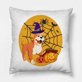 Halloween bulldog and pumpkins Pillow