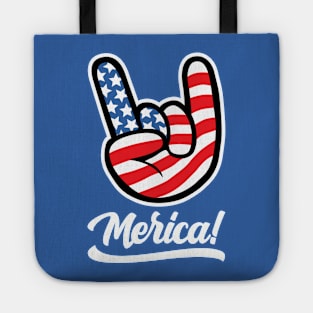 Merica Rocker Hand USA Flag American Tote