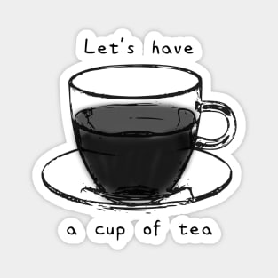 【Black and White Text】Tea Time! White Version Magnet