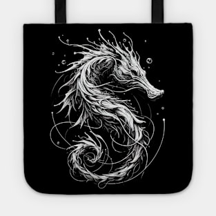 Monochromatic Outline Hippocampus Seahorse Underwater Tote