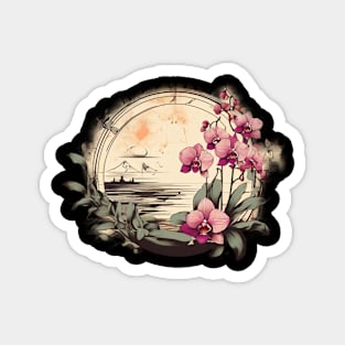 Orchid Wildflower Flora Vintage Bloom Retro Magnet