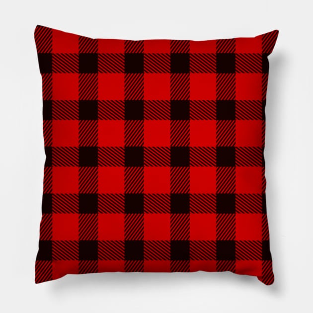 Buffalo Plaid Red Black Checks Pillow by ColorFlowCreations