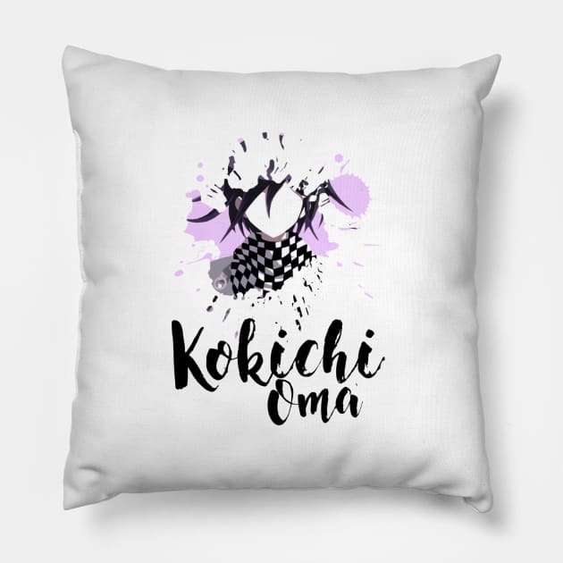 Kokichi Oma (Paint Splatter) Pillow by BleedingKansas