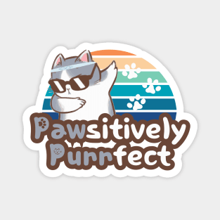 Pawsitively Purrfect cool cat and sunset Magnet