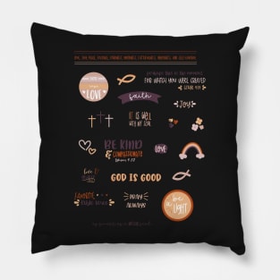 Cute Christian Bible Journaling Sticker Sheet Pillow