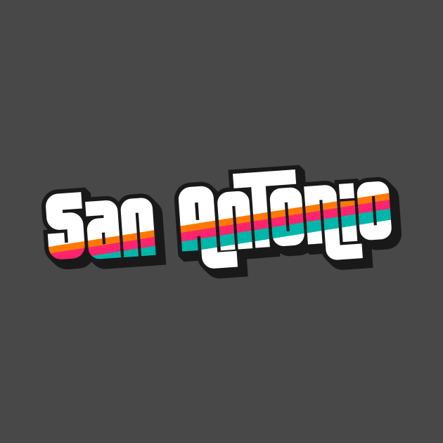 Retro San Antonio Word Art with Stripes 210 by SLAG_Creative