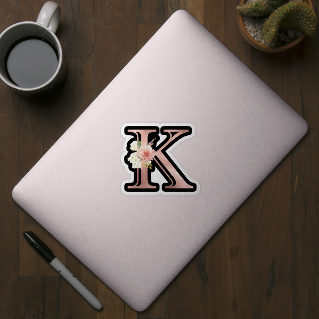 Letter K Rose Gold Monogram Blush Pink Flowers K Sticker Teepublic