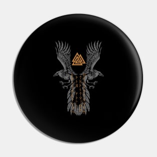 Odin's ravens with Viking runes - Hugin and Munin Pin