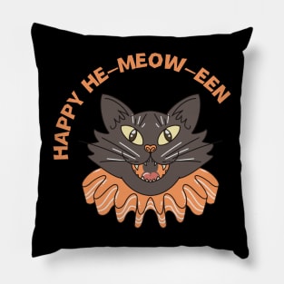 Happy Ha-meow-een Cat Halloween Pillow