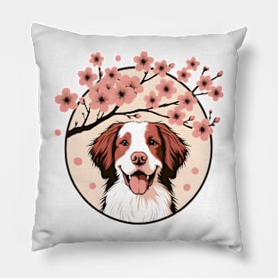 Brittany Enjoys Spring Amidst Cherry Blossoms Splendor Pillow