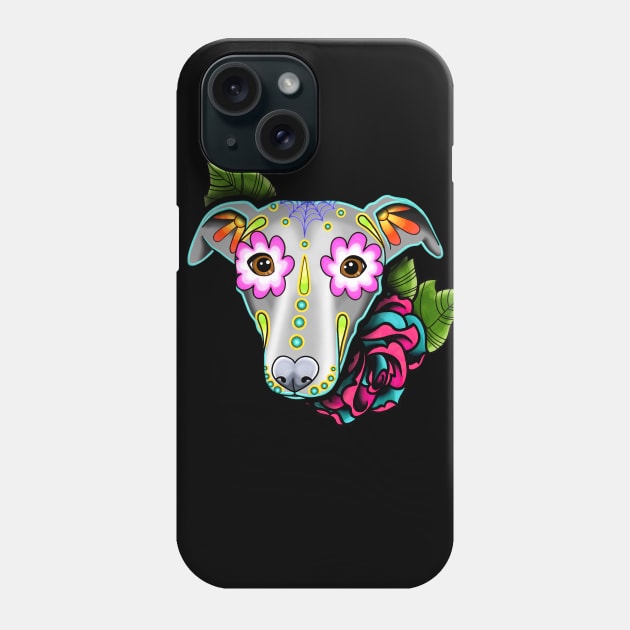 Greyhound - Whippet - Day of the Dead Sugar Skull Dog Phone Case by prettyinink