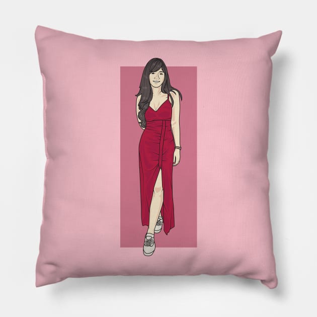 Lady In Red Dress Pillow by crissbahari