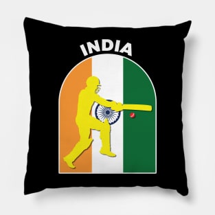 India Cricket Batsman India Flag Pillow