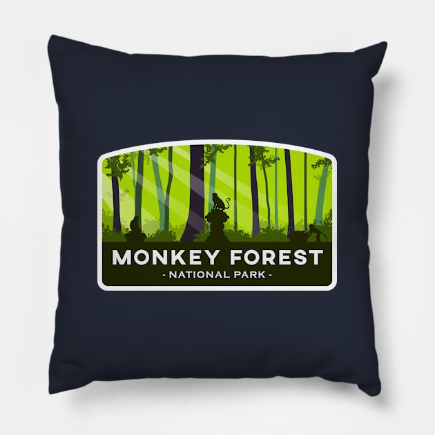 Monkey forest | National Park Pillow by ogdsg