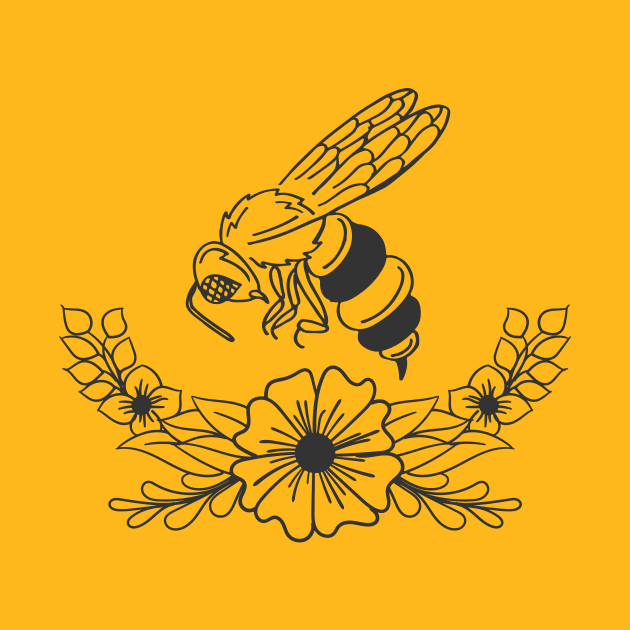 Honey Bee and Flowers by DANPUBLIC