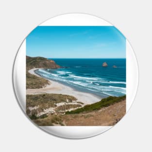 Summer Beach by Turquoise Sea in New Zealand Pin