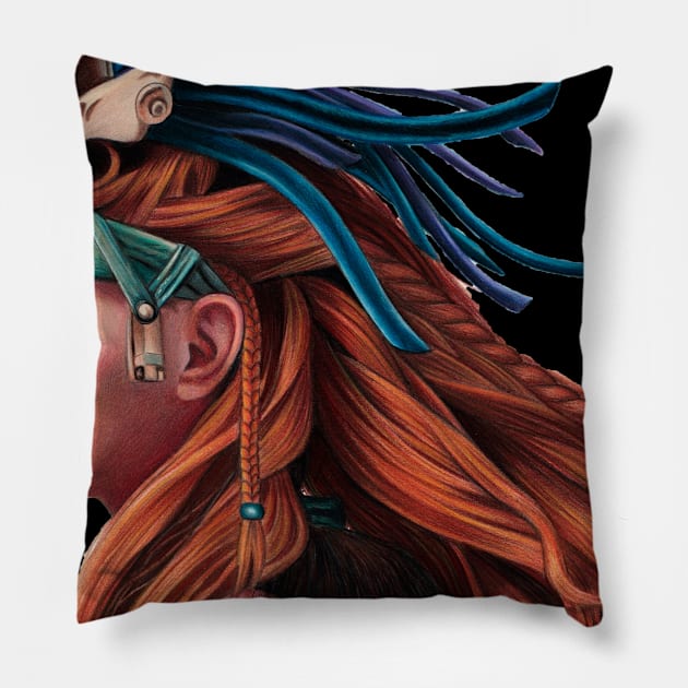 Aloy - Horizon Zero Dawn Pillow by David Dias Art 