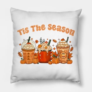 Tis The Season Latte Pumpkin Spice Leaf Fall Thanksgiving Pillow