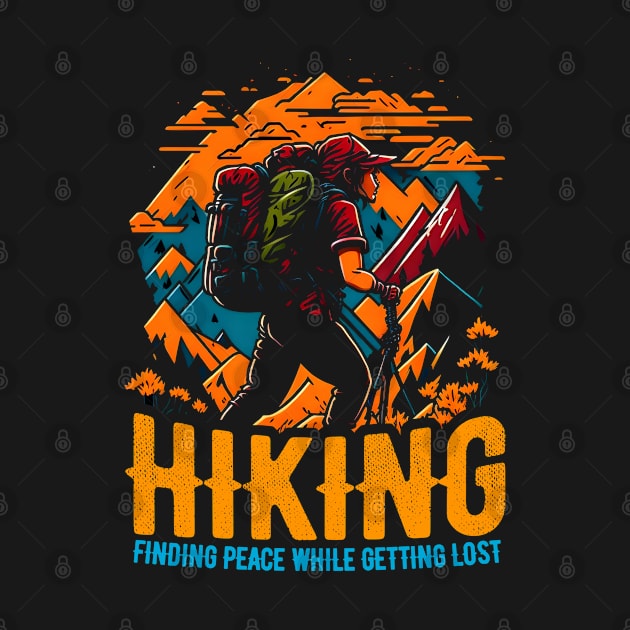 Hiking: Finding peace while getting lost funny by T-shirt US