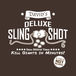 David's Slingshot Funny Bible Inspired David And Goliath Retro Vintage Poster T-Shirt