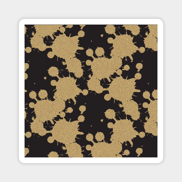 black and gold splash paint pattern Magnet by Prints by Hitz