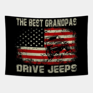 The Best Grandpas Drive Jeeps American Flag Jeep Tapestry