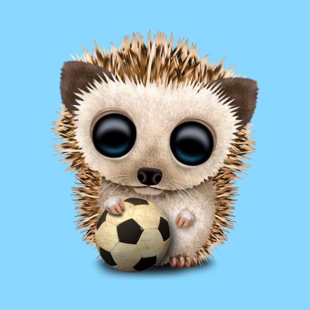 Cute Baby Hedgehog With Football Soccer Ball by jeffbartels