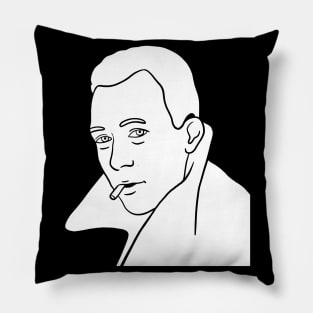 Albert Camus Minimal White Portrait Pillow