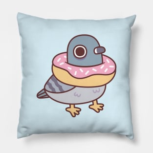 Cute Pigeon With Donut Necklace Funny Pillow