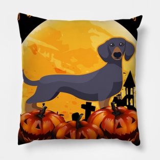 Dachshund Dog Scary Moon Halloween Costume Pillow