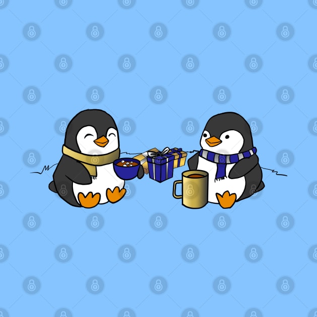 Jewish Penguins at Hanukkah by Elizabeths-Arts