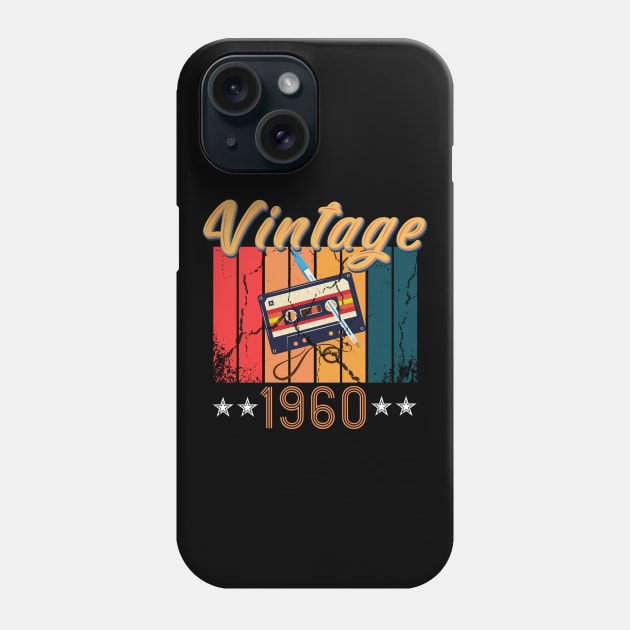 60th Birthday 60 Years Old 60th Vintage Retro cassette Mixtape Music Cassette 1960 Birthday Phone Case by Flipodesigner