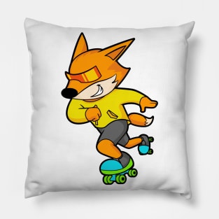 Fox as Skater with Roller skates Pillow