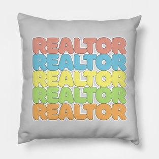 Retro 70s Styled REALTOR Typographic Design Pillow