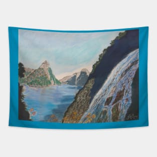 Bowen Falls in Milford Sound, New Zealand Tapestry