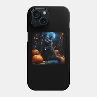 Elegant soceress cat on Halloween Phone Case