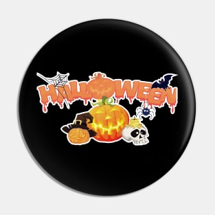 Funny Halloween Pumpkin Spider Bat Skull Pin