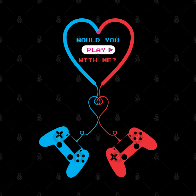 a gamer couple love gaming controller design for valentines day by Guntah