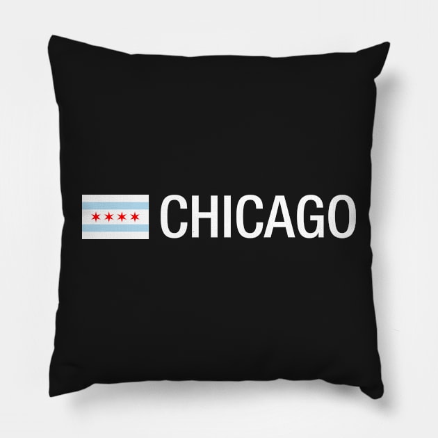 Chicago City Flag Aesthetic Pillow by CityNoir