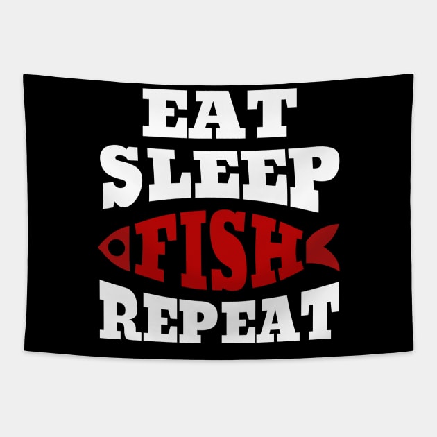 Fishing Eat Sleep Fish Repeat Tapestry by Hensen V parkes