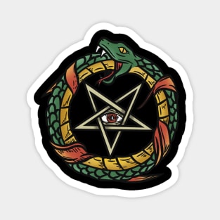 Satanic Pentagram Ouroboros T-Shirt Magnet