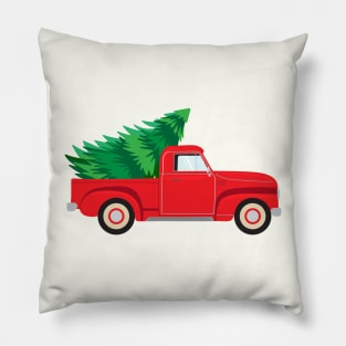 Christmas tree in a red truck Pillow