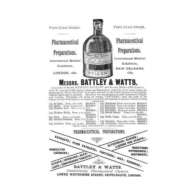 Battley & Watts - Pharmaceutical Chemists - 1891 Vintage Advert by BASlade93