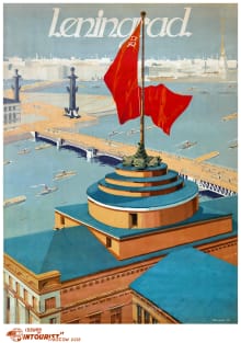 Vintage Travel Poster USSR Leningrad Russia Magnet